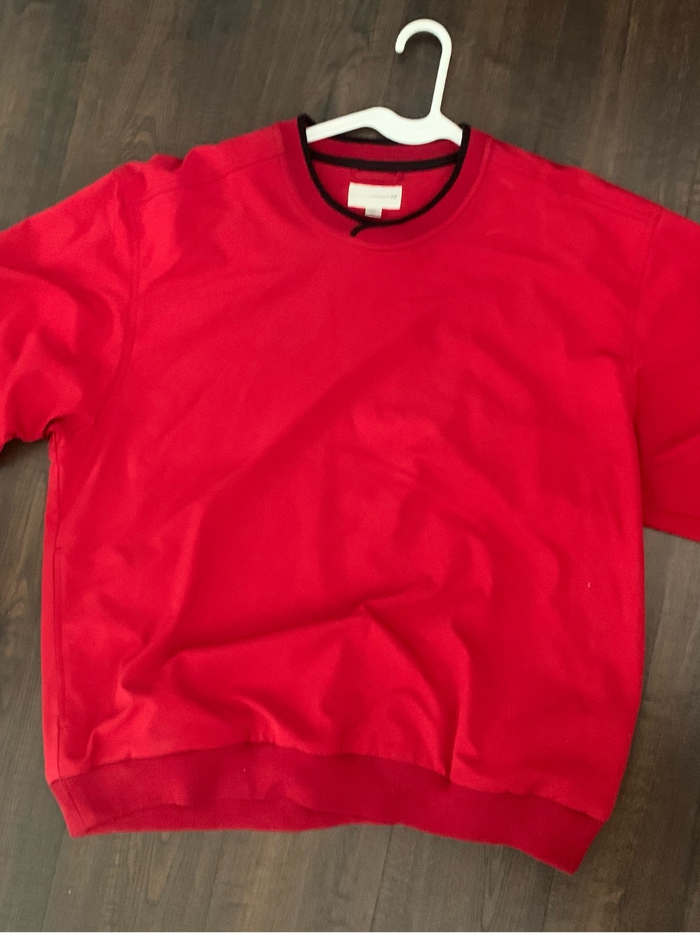 Weatherproof Red Crewneck Sweater with Black Trim
